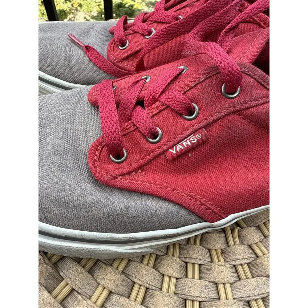 Vans Red and Gray Lace Up Sneakers Youth 5.5 Kids EU 37 UK 4.5 Shoes Kicks